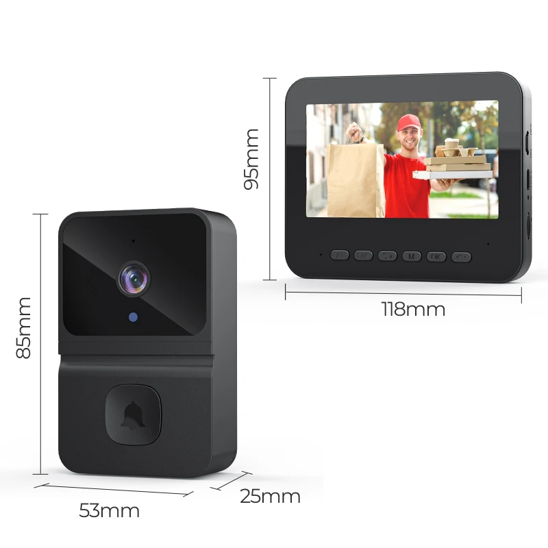 Sonnette vidéo WiFi 4.3 pouces, interphone bidirectionnel sans fil, sonnette infrarouge, caméra de sécurité pour maison intelligente, Vision nocturne, sonnette visuelle