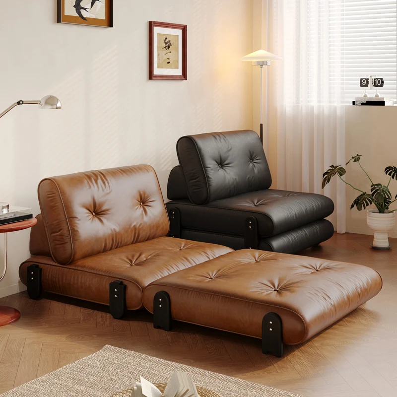 Yjq Folding Sofa Bed Small Apartment Multi-Functional Dual-Use Single Leather Sofa Bed