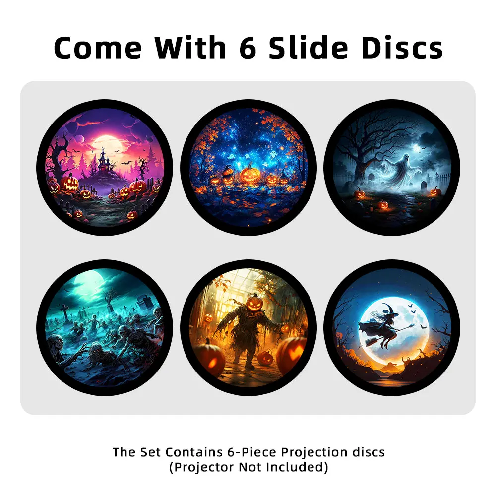 Galaxy Projector Disc Replaceable 6 Pcs Halloween series Projector Disc for Kids Bedroom Ceiling Halloween (Device Not Included)