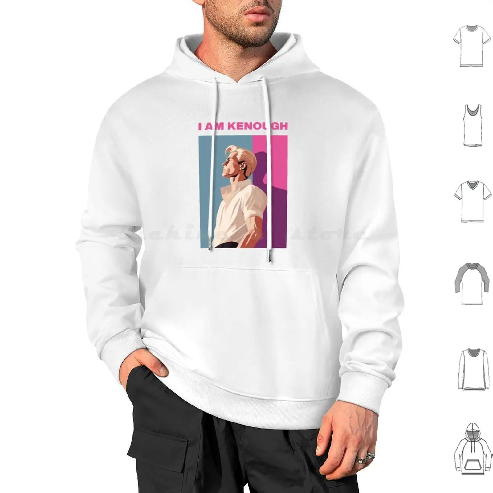 I Am Kenough Hoodie cotton Long Sleeve I Am Kenough Ken Kenough Ryan Gosling Barbenheimer Movie Pink Movie I Am Enough Margot