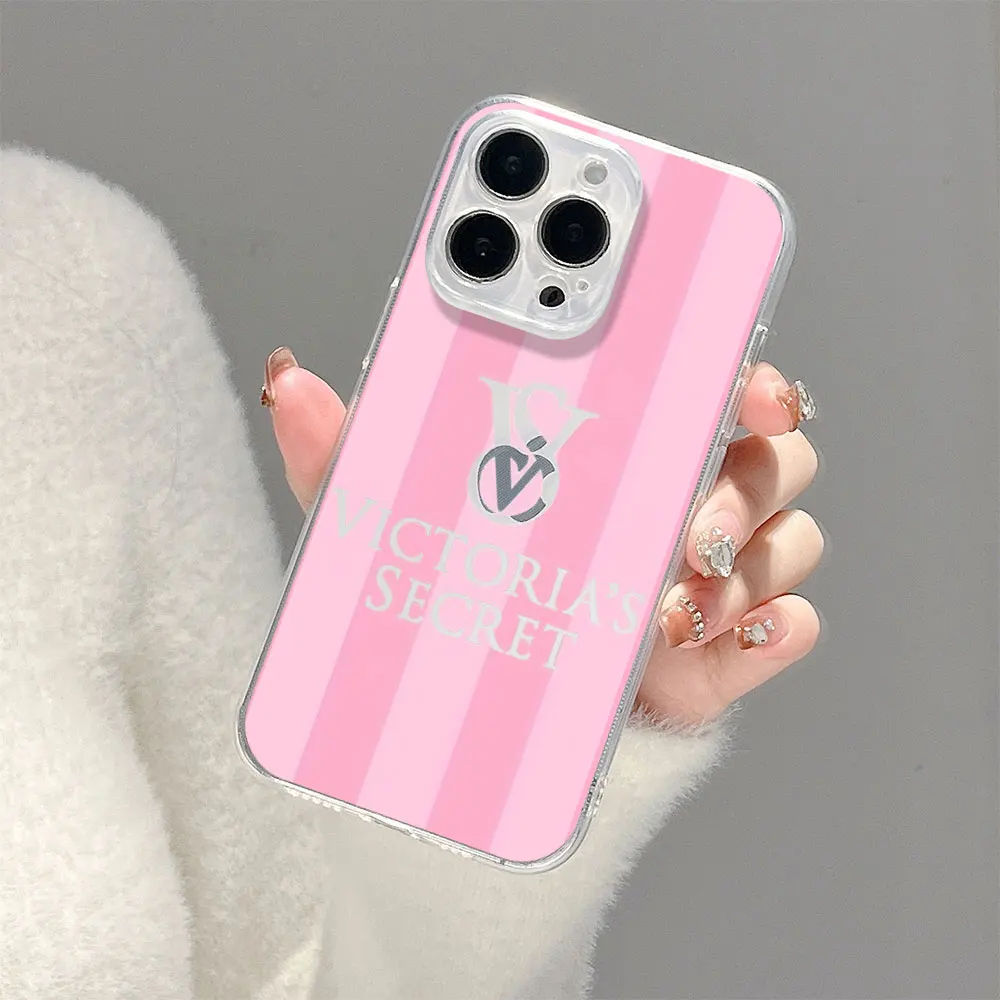 V-Victorias Luxury S-Secret Phone Case For iPhone 11 12 13 14 15 Pro 16 Max Plus Transparent Shell