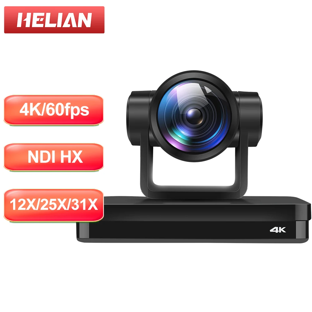 

4K SDI Conference Camera 60FPS 12 25 31x Zoom HDMI AI Auto-Tracking NDI PTZ Camera for Church Education Conference Meeting Room