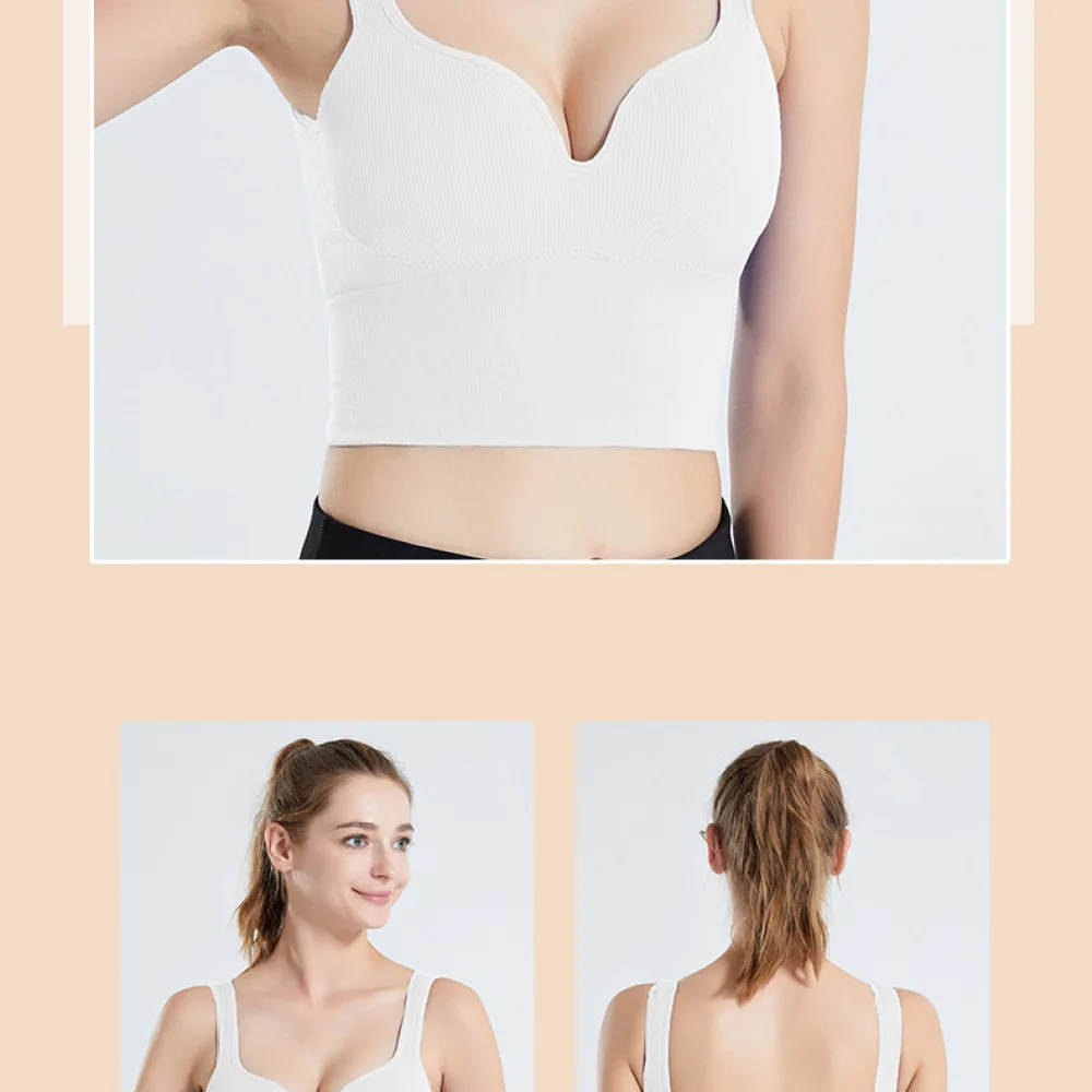 Women High Impact Sports Bra Seamless Yoga Tank Top Padded Wirefree Fitness Vest Shockproof Running Underwear Gym Activewear
