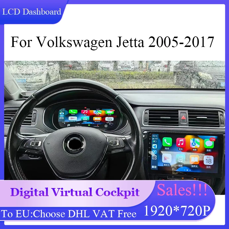 

Jetta Interior LCD Tachometer, Automotive Digital Dashboard Gauge Holder Linux System for VW VW Jetta Mk6 2005-2017 Dashboards