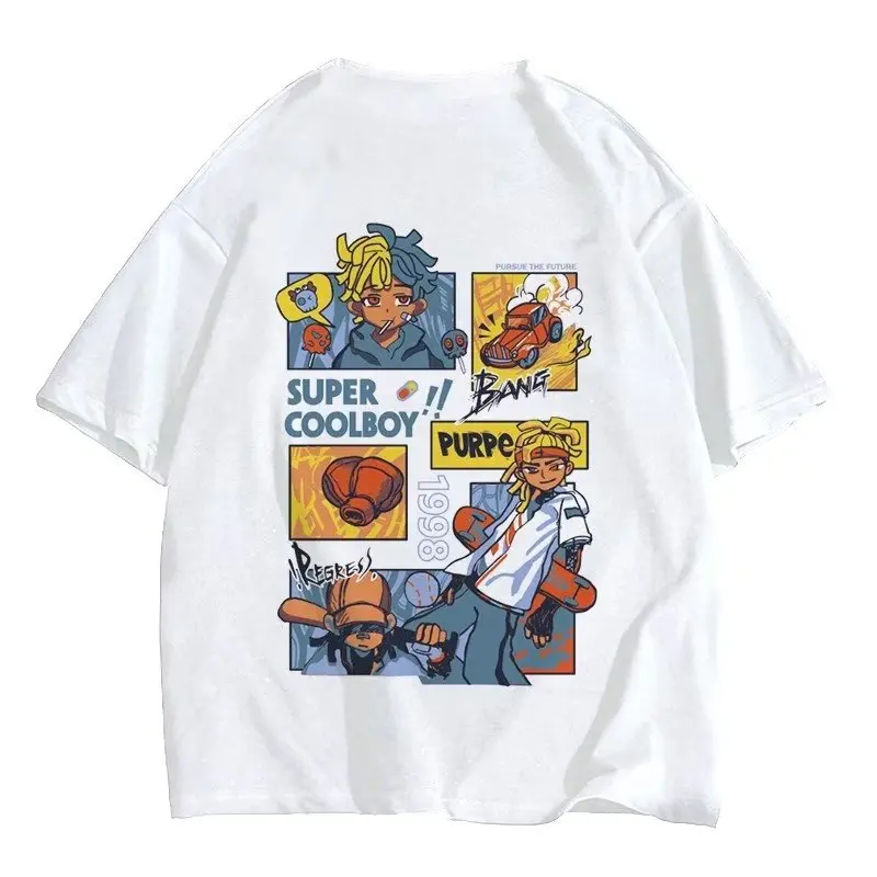 T-shirt imprimé dessin animé pour enfants, vêtements d'été pour garçons et filles, t-shirts à manches courtes de rue, style américain, mode