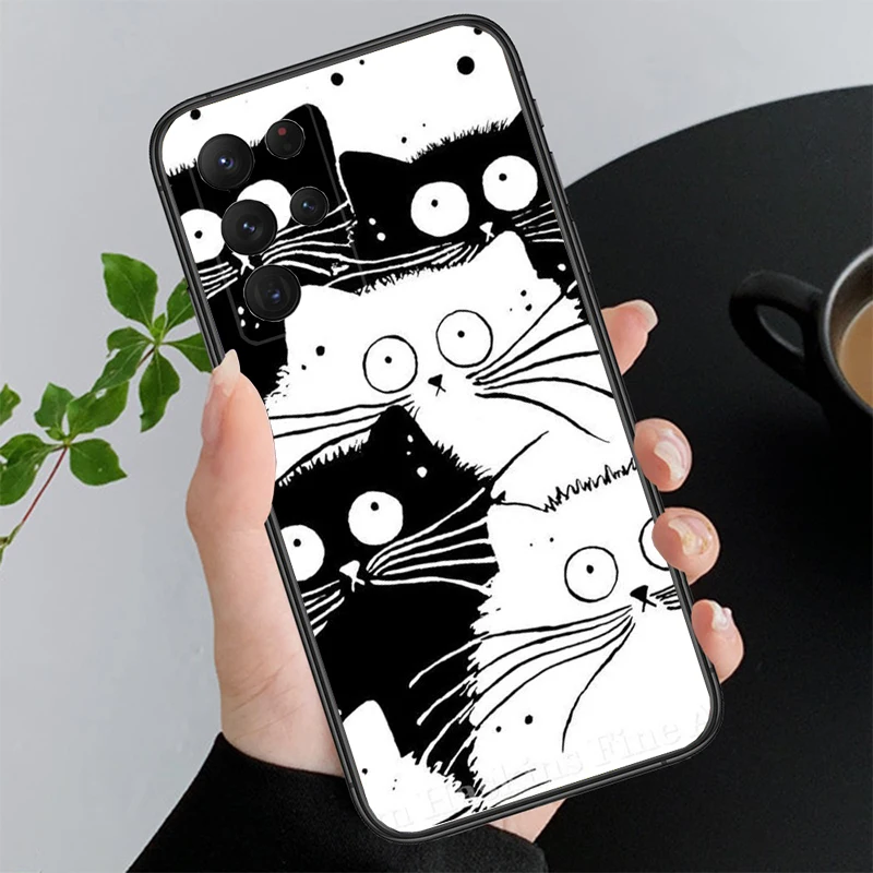 

Phone Case for Samsung Galaxy A73 A53 A13 A22 A12 A32 A71 A21S A33 A52 A72 A23 A51 A31 M31 Black Cat Case