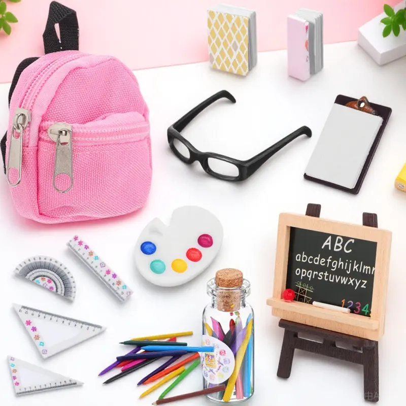 

1Set Authentic-Looking Mini Academic Tools Set Featuring Pencil Eraser Sharpener Notebook Ideal for Educational Miniature Scenes