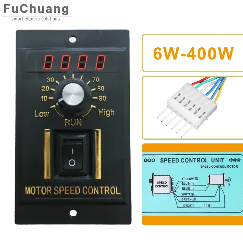 

Speed Regulator UX-52 LED display AC 220V Motor speed controller 6W to 400W with filter capacitor Forward & Backward 50/60hz