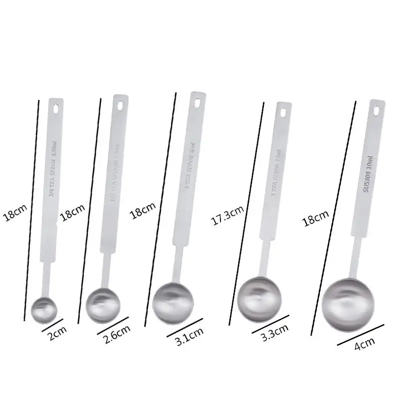 1/4Pcs Kitchen Measuring Spoon Fits Coffee Container Coffee Scoops Long Handle 304 Stainless Steel Tablespoon Stackable