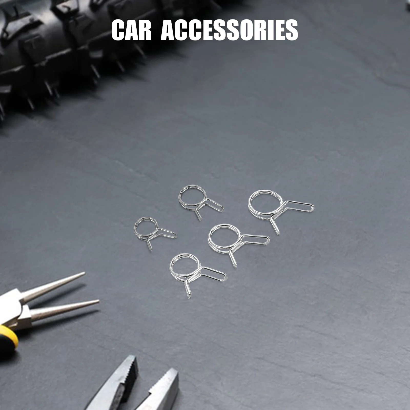 100 Pcs Double Wire Spring Hose Clamps Stainless Steel Clips for Air Pipe Bands Vacuum Radiator Water Tube Fasteners