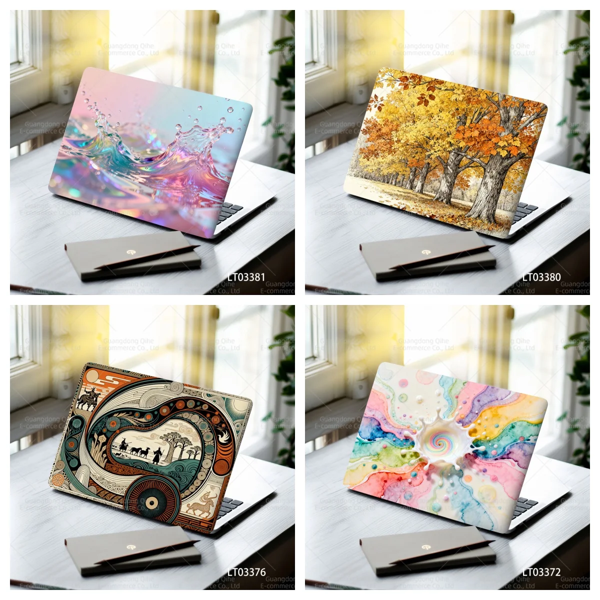 2 Pack Autumn Fall Leaves Aesthetic Laptop Stickers - Waterproof Self-Adhesive for MacBook Notebook PC Cut-to-Fit Decals Skin