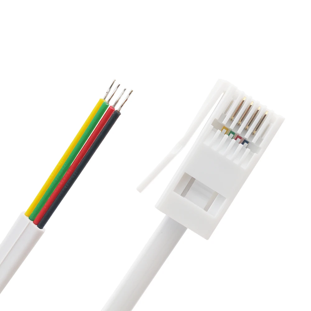 

RJ11 6P4C Connector BT 4-core Telephone Plug Cable UK BT Socket Cable White Tail peeled and tinned
