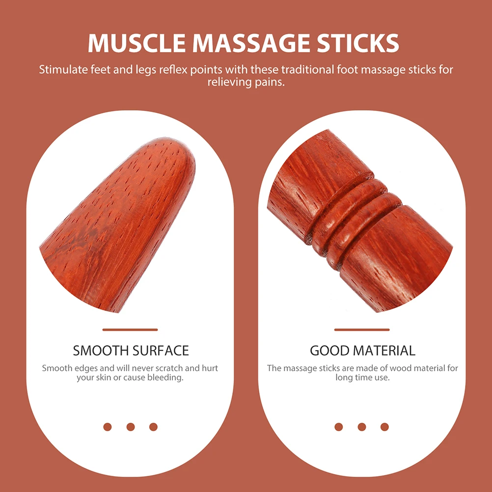

4 Pcs Foot Massage Pen Chinese Traditional Tools Wood Rod Point Stick Acupuncture Sticks Wooden Massager Round