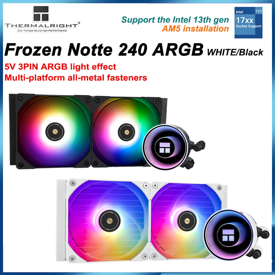 

Thermalright Frozen Notte 240 CPU Liquid Cooler 5V 3PIN ARGB Fan Integrated Water Cooling Radiator For LGA1700 115x AM4 AM5