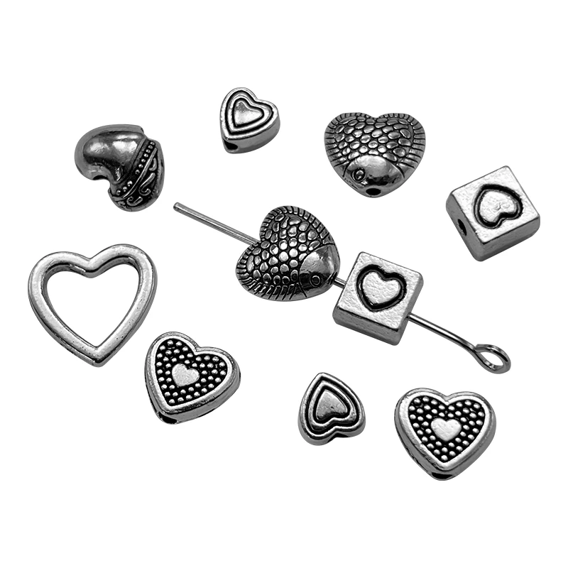 Charm Perforation Amulet Heart Gasket Connector Bracelet Necklace Spacer Jewelry Crafts Making Supplies Accessories20-50pcs