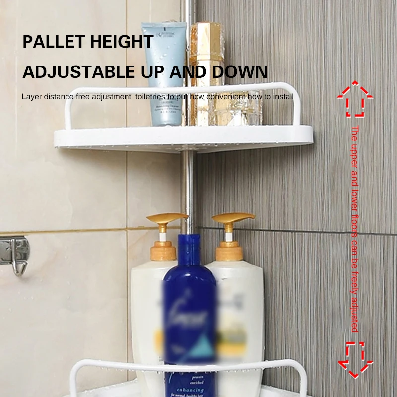 No-Punching Wall Hangers Rail Storage Rack Retractable Stainless Steel Tripod Multi-Functional Floor Bathroom Accessories