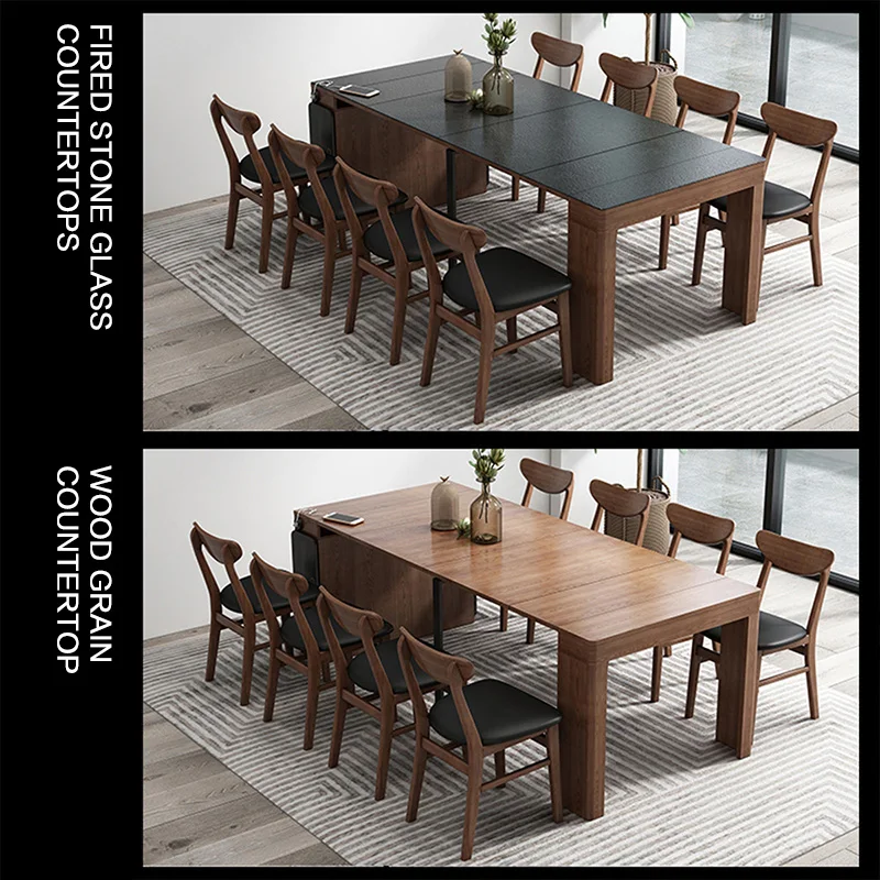 Nordic Slate Folding Small Dining Table Dining Chair Small Apartment Retractable Slate Dining Table Home