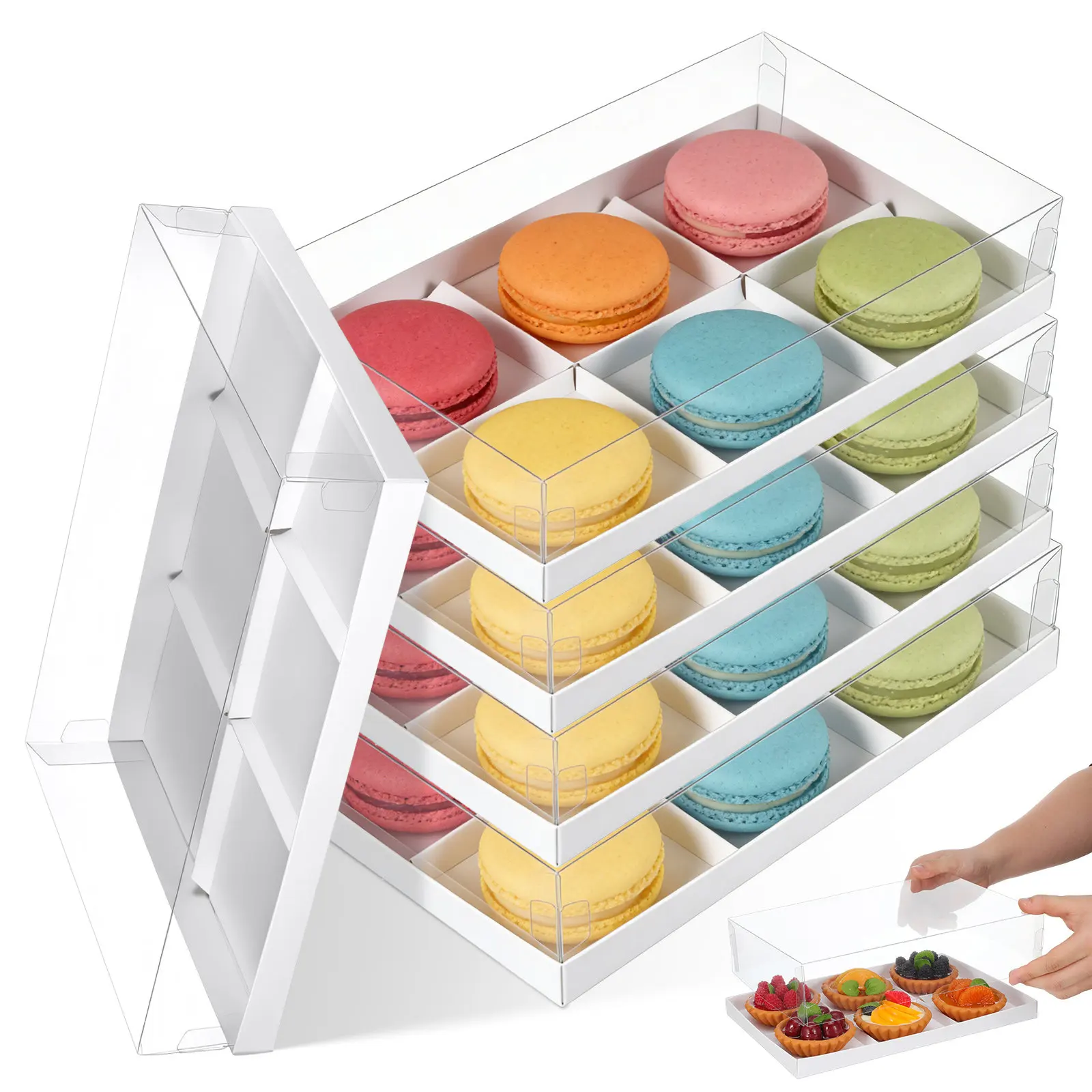 5pcs Clear Bakery Boxes for Donuts Cupcakes – Sturdy Transparent Cake Packaging with Window, Multipurpose Party Supplies