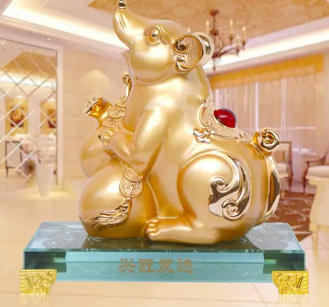 

sand gold series large crystal bottom animal Rat, sculpture creative luxury neoclassical home crafts American Decoration opening