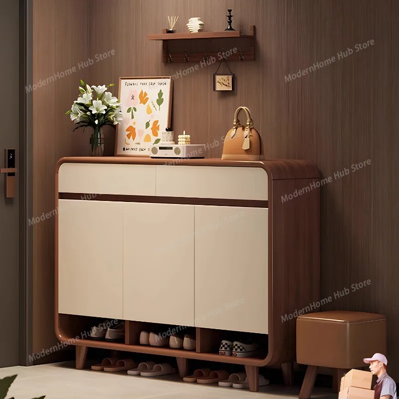 Multifunctional Solid Wood Shoe Cabinet Home Entrance Storage All-in-One Shoe Rack Organizer Shoe Cabinets