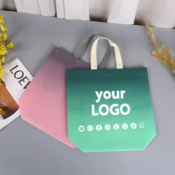 Confezione da 20 borsa a tracolla per Shopping in tessuto Non tessuto colorato borsa a tracolla in tessuto borsa per bomboniere riutilizzabile ecologica Logo personalizzato