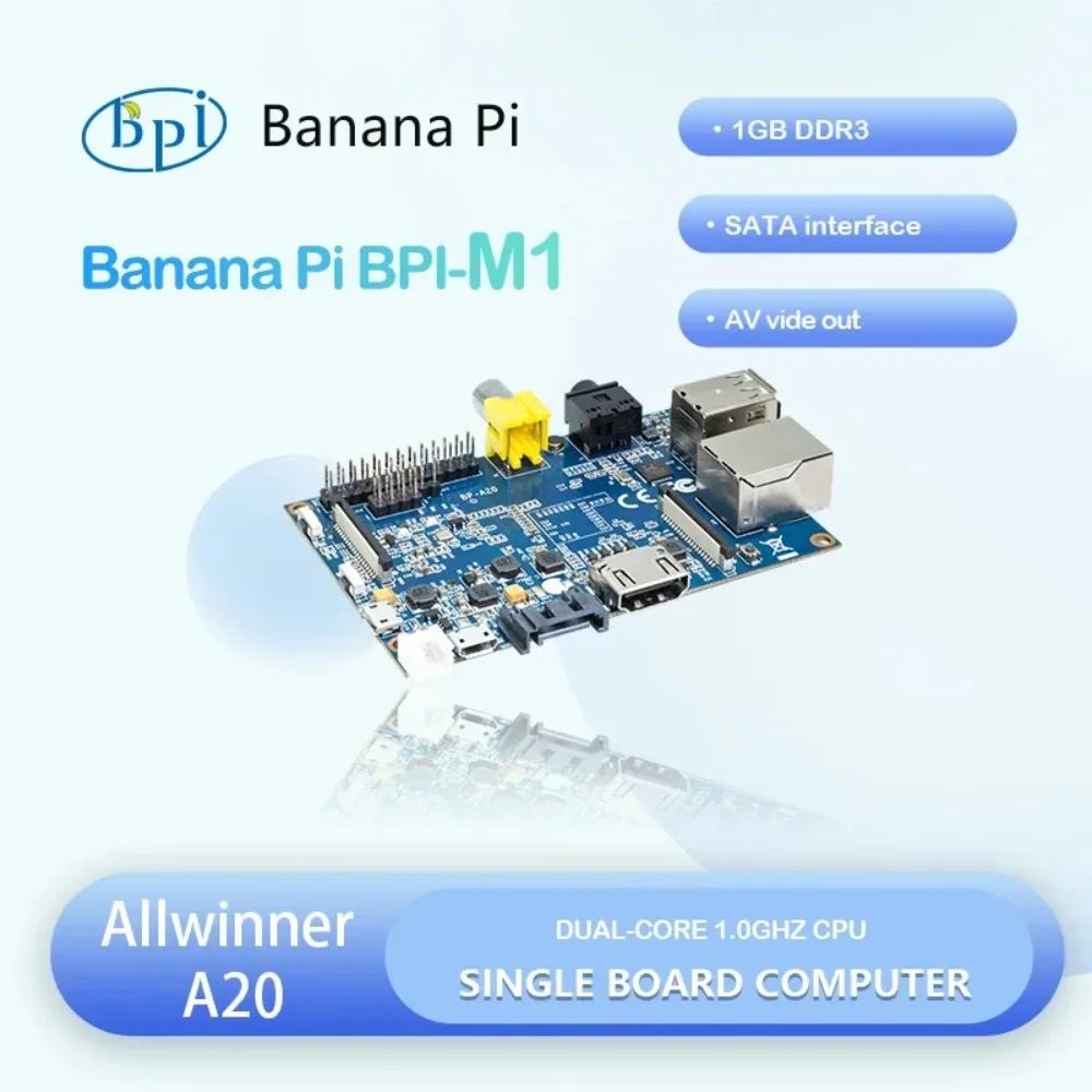 AvaCoreBanana Pi BPI-M1 Allwinner A20 Dual-core 1GB Ram Memory DDR3 SATA 2.0 HDMI AV Vide Out SoC Open Source Hardware