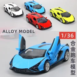 1:36 Diecast Alloy Car Model Metal Pull Back Simulation Car Toy Boy Sports Car Ornament with to Open the Door Toys for kids