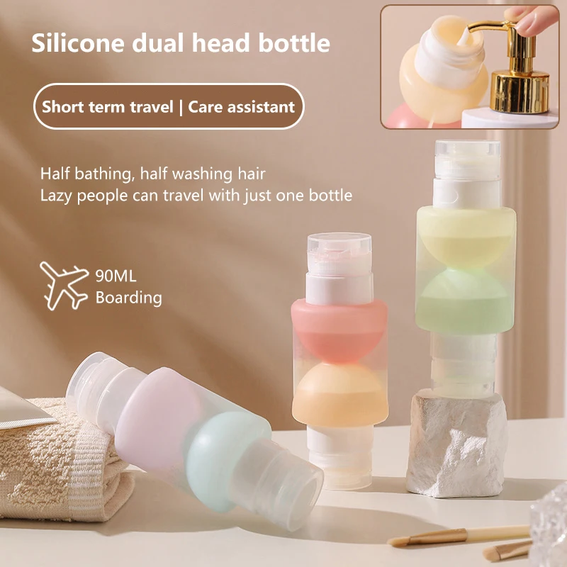

Refillable Silicone Travel Bottles Outdoor Double Soft Squeeze Tube for Shampoo Lotion Portable Toiletries Container Accessories