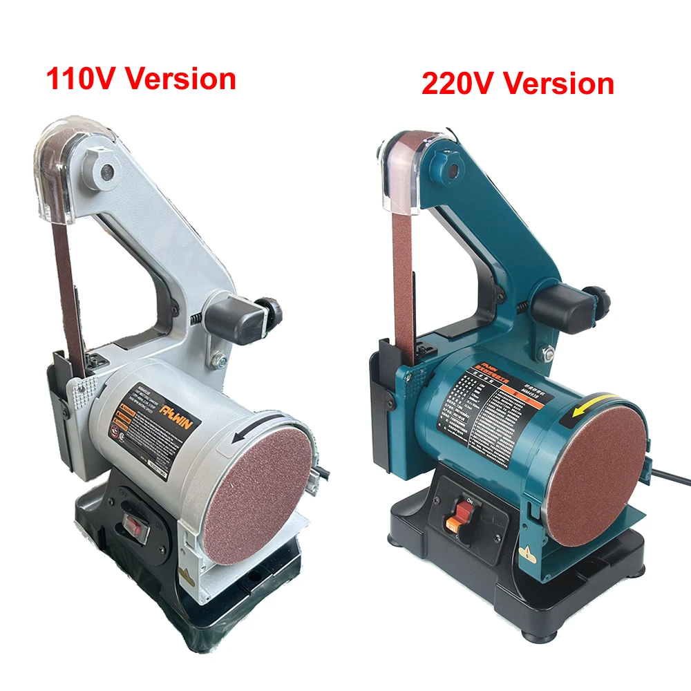 300W Belt Polishing Grinding Sanding Machine 125mm Sand Disc Small Woodworking Desktop Sander Grinder Polisher 25.4*762mm 110V