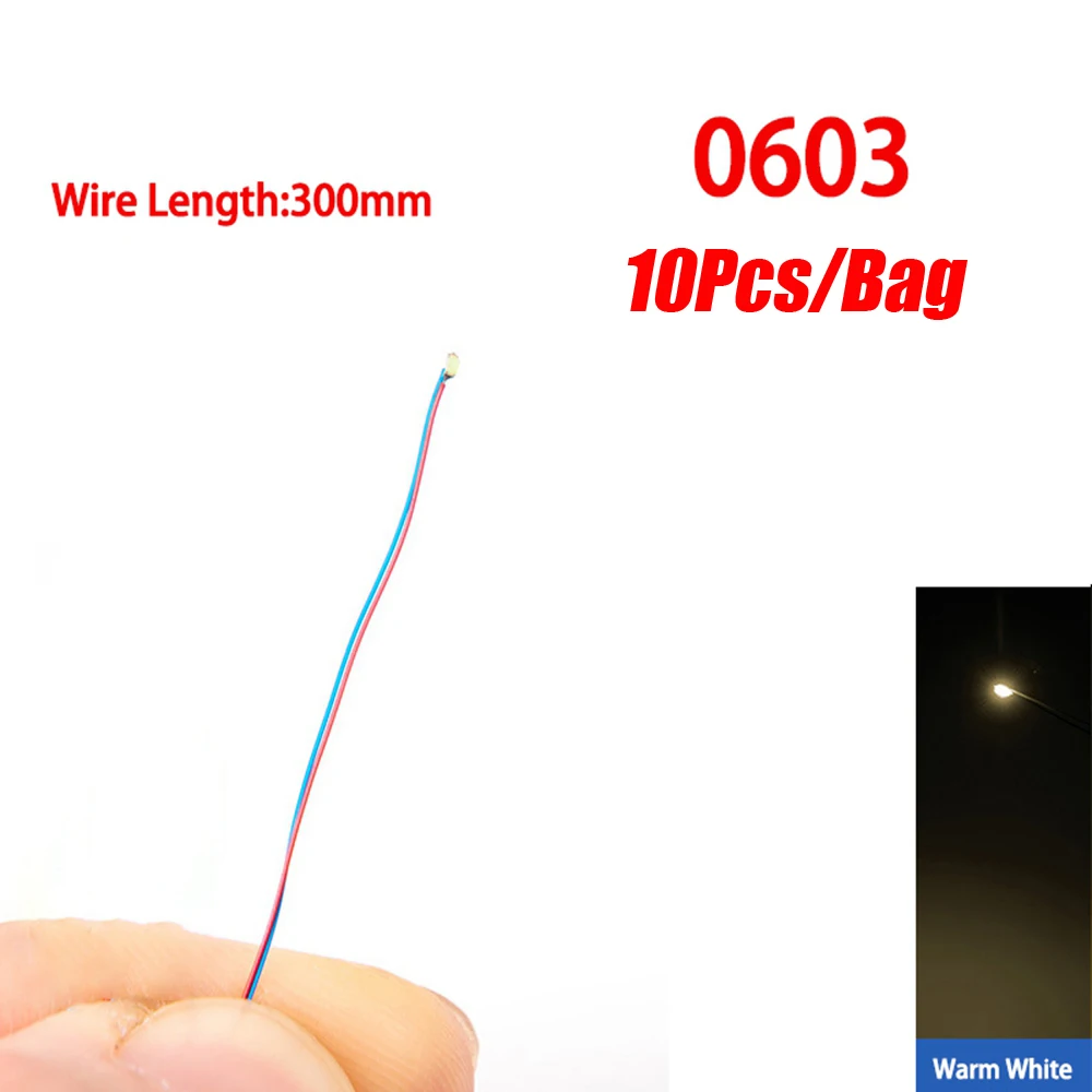 10 Teile/los Modell 0402 0603 SMD LED Wired Chip Micro Led Vorgelötete Lampe Eisenbahn Modell 30 cm 3 V DIY Modell Kit Für Gundam Szenen