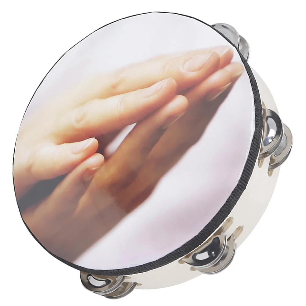 

Tambourine Handheld for Kids Drum Percussion Solid Wood Musical Instruments Child