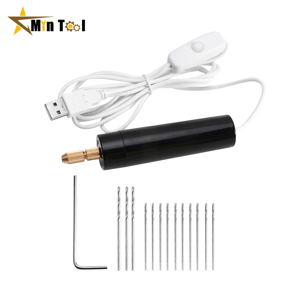 0.7-1.2mm Mini Electric Drill Set Handheld Resin ABS Jewelry Making Practical USB Power for DIY Home Min Power Tool