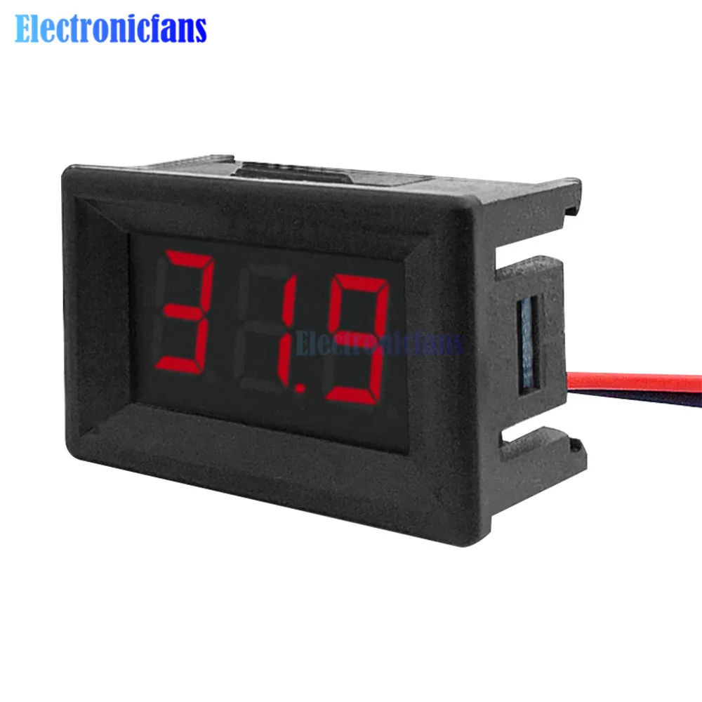 0.36 Inch 2/3 Wire LED Panel Voltage Meter 3 Bits DC Digital Voltmeter Red/Blue/Green 0-100V 3.7-32V 3.1-32V Capacity Monitor