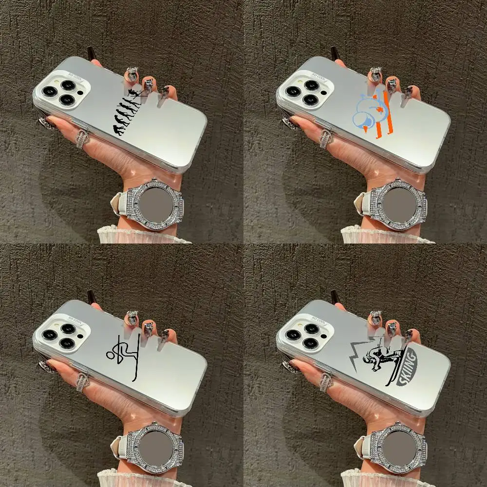 

Snowboarding Ski Skiing Line Phone Case For iPhone 16,15,14,13,12,11,Mini,Pro,E,XS,SE4,MAX White IMD Box