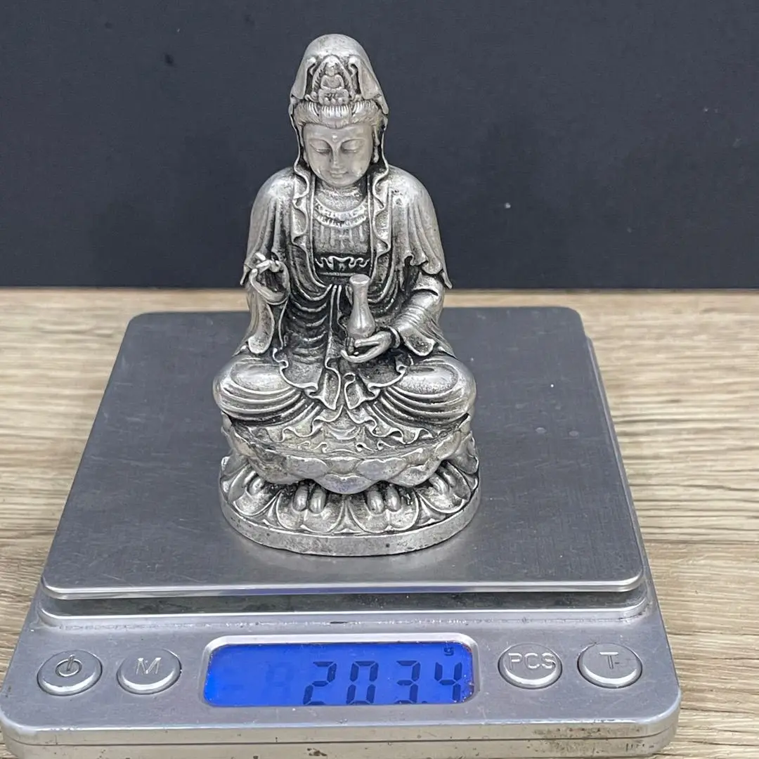 Retro antique copper Guanyin ******lver bottle Guanyin Bodhisattva Buddha statue Guanyin statue ornament is dedicated to handicr