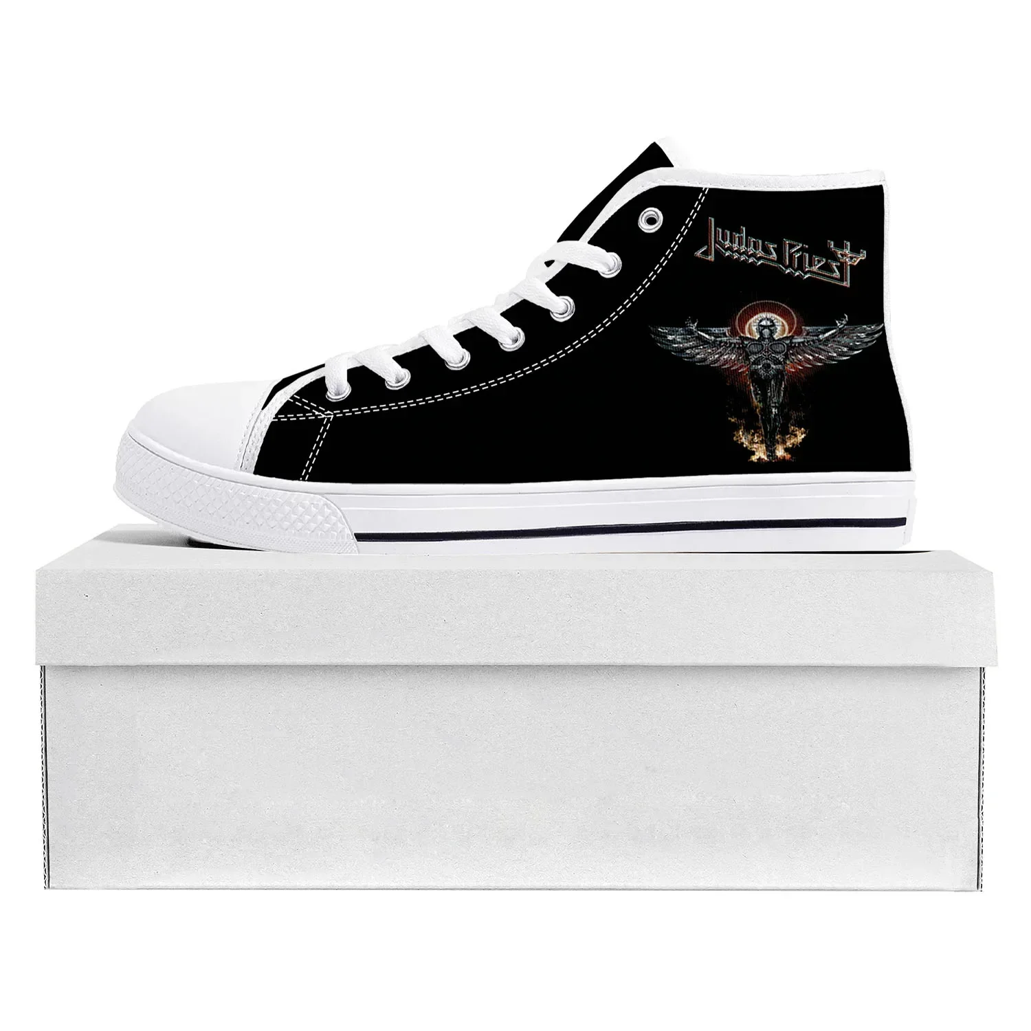 Judas Priest Heavy Metal Rock Band Sneakers alte di alta qualità Uomo Donna Adolescente Sneaker in tela Coppia Scarpa Scarpa personalizzata