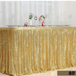 Gold Sequin Table Skirt Pleated Ruffle for Round/Rectangle/Square Table for Baby Birthday Party Banquet Wedding Christmas.