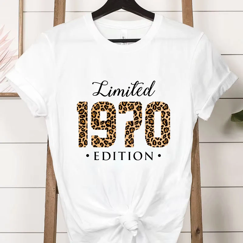 T Shirt Women Limited Edition 1970 Leopard T-shirt Fashion Tee Shirts Casual Short Sleeve Streetwear Female T-Shirt Vintage Tops