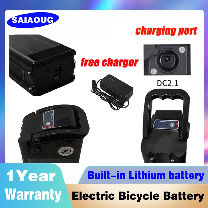 E bike battery 48V36V16ah silverfish electric bike battery Akku Accu battery 52V 1500w motor 20 30 40ah 72v 50ah lithium battery