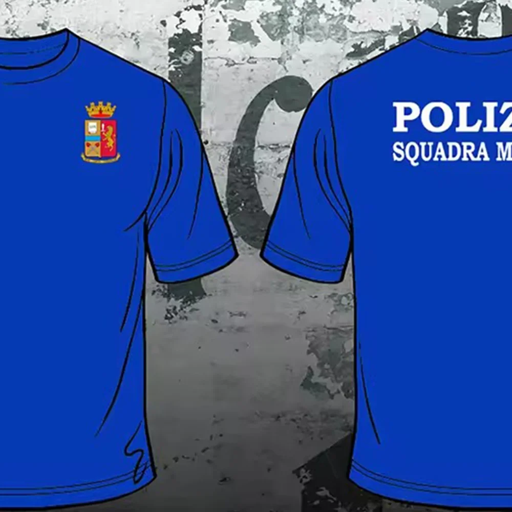 Italian Polizia Di Stato Italia Italy Squadra Mobile T Shirt Men Funny Brand Clothing Mens Printed Fashion Design Muscle T-Shirt