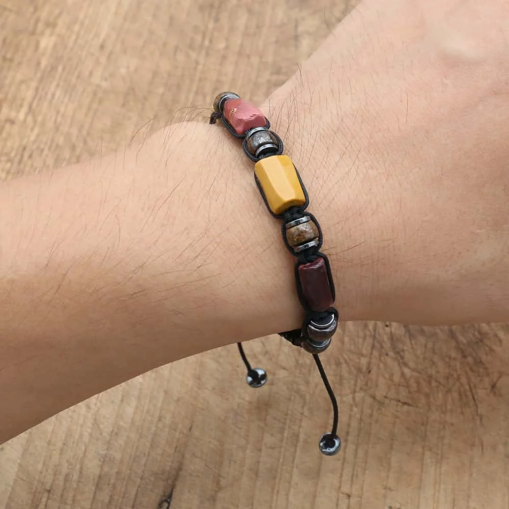 Natural Bronzite Sunstone Hematite Beaded Bracelet, Confidence Luck Protection Energy Good Fortune Aura Grounding Jewelry Gift