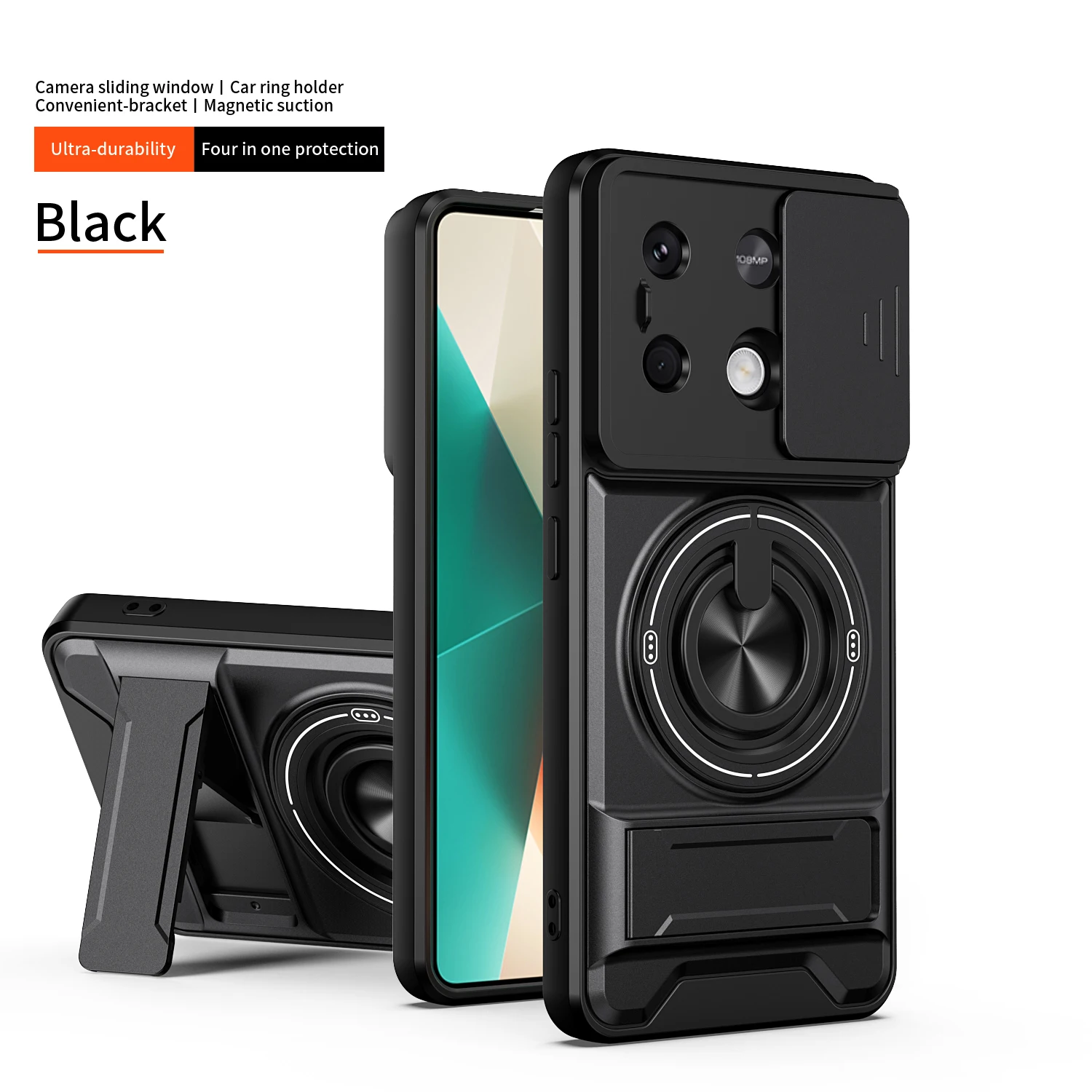 For Redmi Note 13 Pro Case Redmi Note 13 4G note 13 5G Cover Magsafe Magnetic Fold Holder Military Armor Camera Protection Cover - view 2