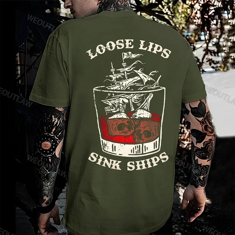 

Loose Lips Sink Ships Print T-Shirt