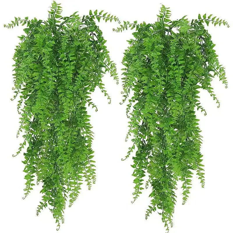 Green Hanging Artificial Plant Persian Fern Leaves Vines Home Garden Room Decor Fake Plants Grass Wedding Party Wall Decoration