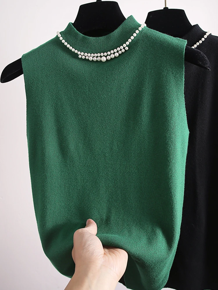 

Elegant Knitted Vest No Tag Sleeveless Slimming Base Shirt Trendy Top High-End Women's Fashion by Nan You