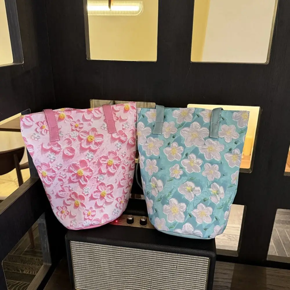 

Fashion Floral Pattern Bucket Bag Large Capacity Casual Shoulder Bag Portable Handbag for Women