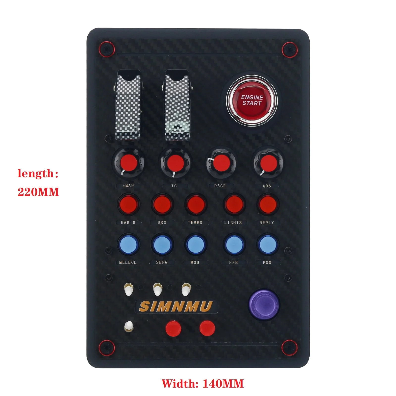 SIMNMU Button Box SIM Racing Control Box Racing Simulator z efektami świetlnymi RGB do gier wideo