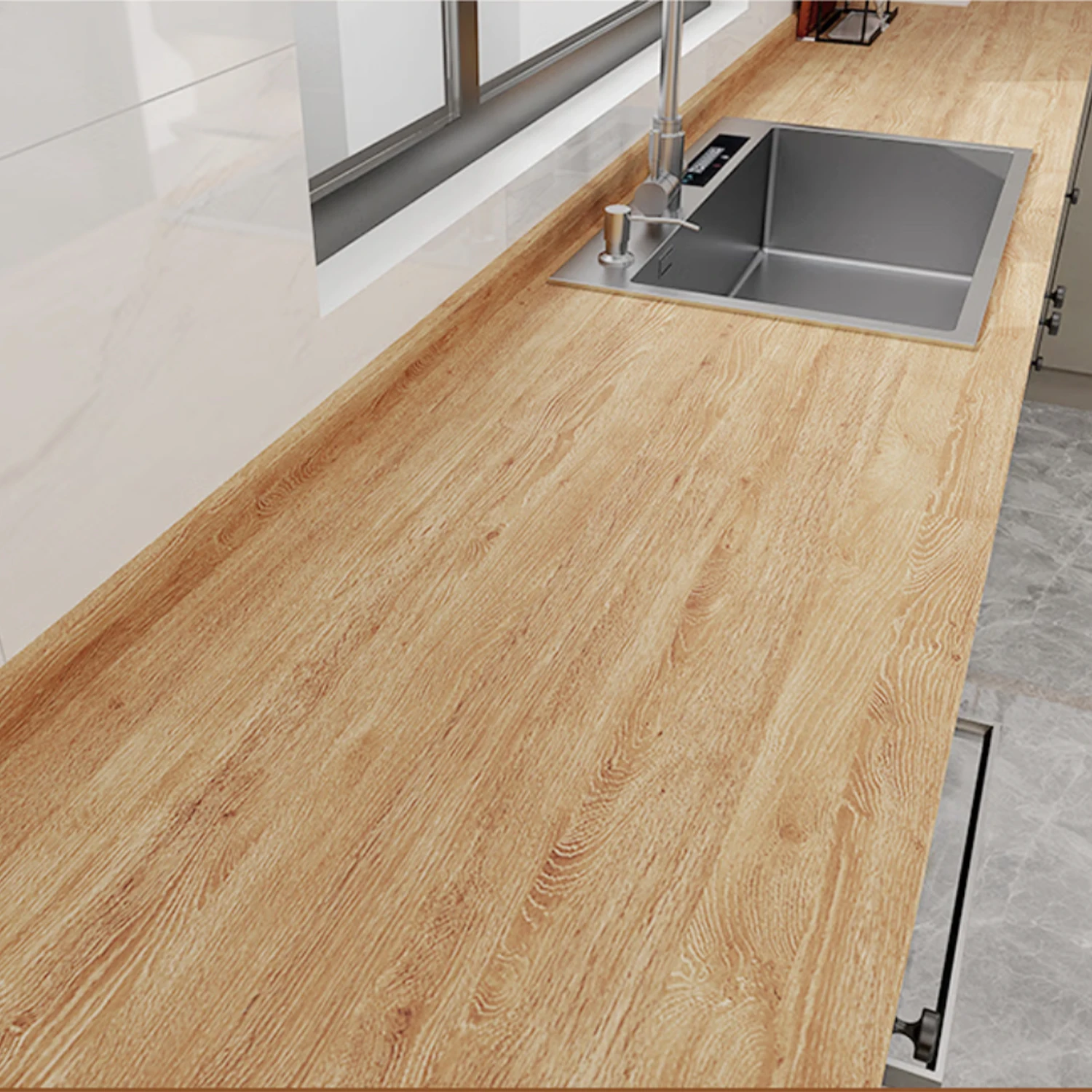 55 سنتيمتر عرض الخشب الحبوب البلاستيكية خلفية لباب خزانة خزانة الجدول الأثاث مقاوم للماء ملصقات بمادة لاصقة ديكور المنزل فيلم #4