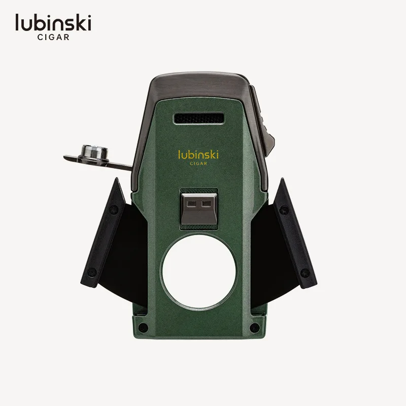 

LUBINSKI зажигалки для сигар Turbo Dual Flame Jet с металлическим отверстием, держатель для резки сигар, ветрозащитная портативная зажигалка, мужской подарок