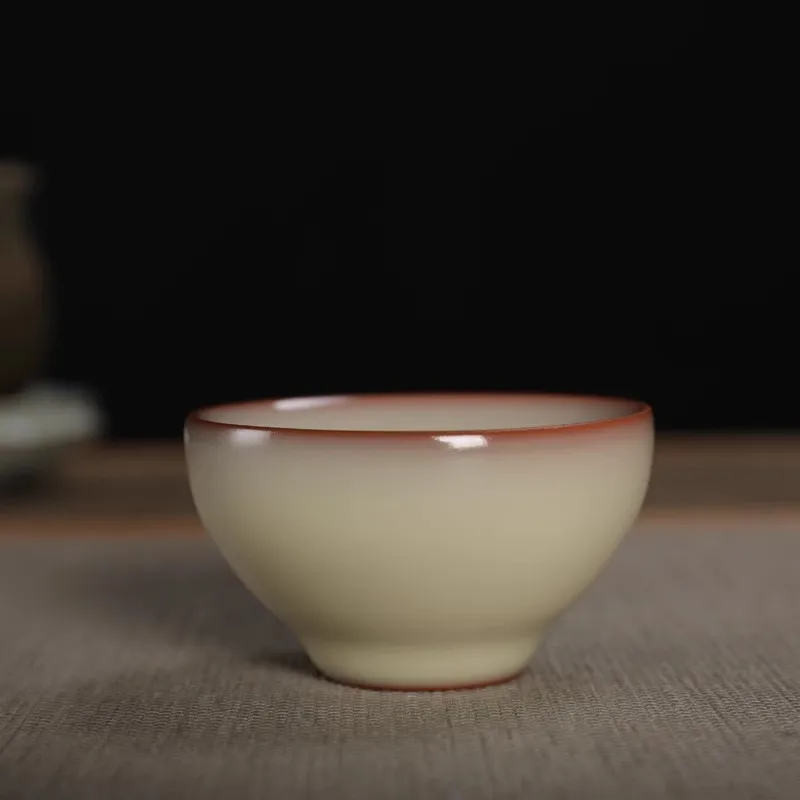 

Longquan Ge Kiln Celadon Lard Jelly Tea Cup Master Jin Lian Cup Handcrafted Tasting Cup Chinese Style Wealth Teacup